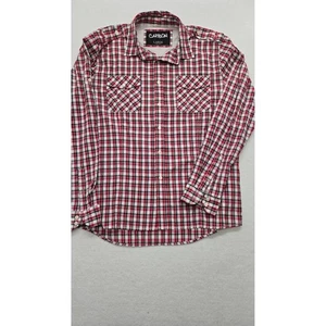 Carbon Herren Flanell Hemd Größe L rot weiß kariert Langarm Knopfleiste - Bild 1 von 7