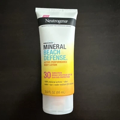 Neutrogena Purescreen + Mineral Beach Defense FPS 30 protector solar loción corporal 3 oz Foto 1 de 2