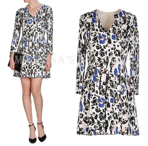JUST CAVALLI DRESS V-NECKLINE MINI MULTI-COLOR THREE QUARTER SLEEVE $795 sz 38 2 - Picture 1 of 13