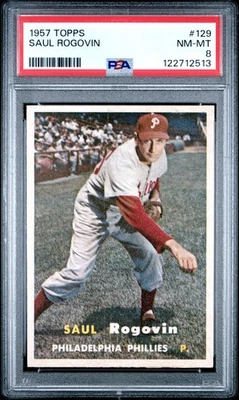 1957 TOPPS #129 SAUL ROGOVIN PSA 8 - Image 1 of 2