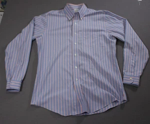 Brooks Brothers Shirt Mens Blue Striped Regent Non-Iron pocket Cotton 16 - 35 - Picture 1 of 8