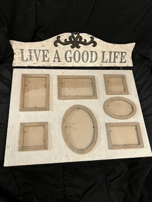 Collage Picture Frames from Rustic Distressed Wood &wrought Iron 21x 21 VTG HAND - Image 1 of 4