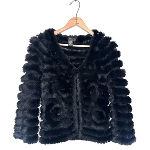 Cárdigan chaqueta de piel de conejo negro BCBGMaxAzria talla XS - Imagen 1 de 6