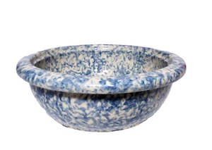 Henn Friendship Pottery Roseville OH Blue 6.5" Spongeware Cereal Bowl - Picture 1 of 2