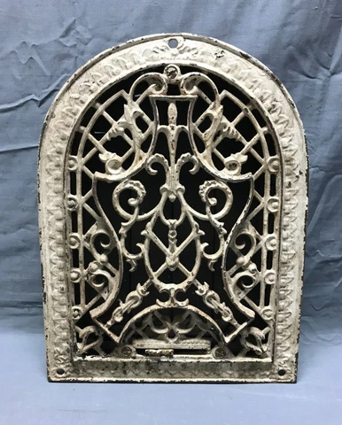 Antique Cast Iron Arched Top Wall Register Heat Grate 8x12 Old Vintage 1239-22B Cover
