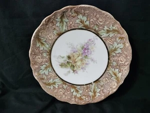 Vintage 9" Bavarian China Germany Porcelain Plate 4402 Floral Leaf Pattern  - Picture 1 of 8