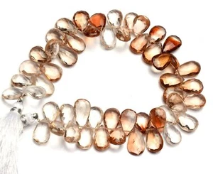 Natural Gem Brazilian Imperial Topaz Faceted 12x8MM Size Pear Briolettes 8.5" - Picture 1 of 6
