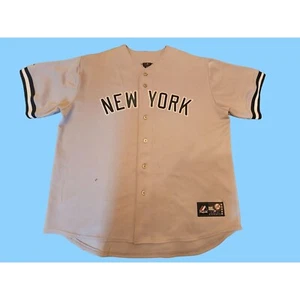 VIntage Majestic New York Yankees Derek Jeter Sown Jersey Grey Mens Size 2XL - Picture 1 of 11