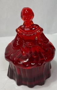 Piatto in polvere donna vetro rosso vintage vetro Mosser coloniale / piatto caramelle - Foto 1 di 4