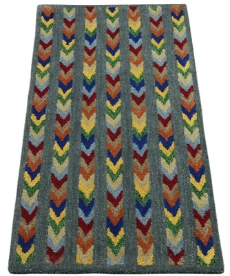 Gabbeh Teppich 100% Wolle 70X140 cm Handarbeit Grau Handgetuftet T996 - Bild 1 von 4