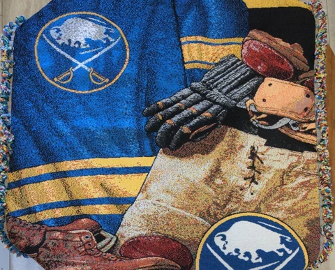 NHL Buffalo Sabres Tapestry Woven Lap Blanket 38"x50" Used Cover