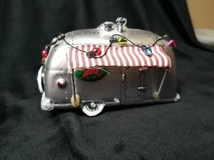 Vintage Large Airstream Trailer Glass Ornament  - Picture 1 of 9