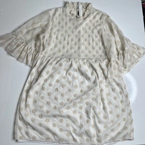 Camicia Alexander McQueen MCQ taglia 38 crema arricciacapelli tulle a pois trasparente A020823 - Foto 1 di 9