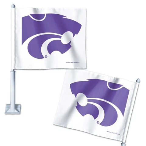 (Set of 2 included) Official NCAA Kansas State Car Flags 11.75" X 14" Cover