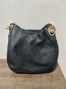 Michael Kors Fulton Black Leather Shoulder Bag Tote Purse Large Handbag CLEAN - Picture 1 of 12