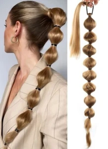 Gold Blonde Extra Long Synthetic Bubble Braid Fake Ponytail Hair Extension NWT - Picture 1 of 9