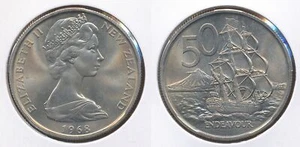 Cincuenta centavos de Nueva Zelanda 1968 50 c (HMS Endeavour) - gema sin circular - Imagen 1 de 3