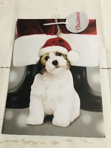 Cute Dog Christmas Gift Bag With Gift Tag 9”x12” - Picture 1 of 3