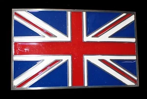 UNION JACK BRITISH FLAG BELT BUCKLE PEWTER & ENAMEL NEW - Picture 1 of 2