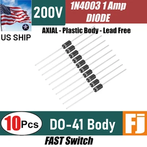 Diodo 1N4003 (10 piezas) 1A 200V Rectificador Diodo DO-41 Interruptor Rápido IN4003 | ENVÍO A EE. UU. - Imagen 1 de 5