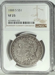 1888-S $1 Morgan Silver Dollar Certified by NGC graded VF-25 - Picture 1 of 2