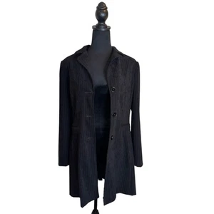 Vintage 90s Fashion Bug Pinstripe Black Button Front Blazer Size 8  - Picture 1 of 8