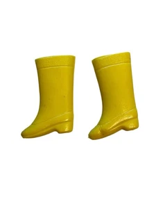 Vtg Barbie Doll Yellow Squishy Boots Mid Calf Shoes Hong Kong 1960s 1970s - Picture 1 of 4