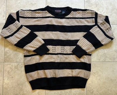 Suéter De Colección Roundtree & Yorke Para Hombres 2XL Negro Marrón Textura Cable Academia Papá Foto 1 de 4