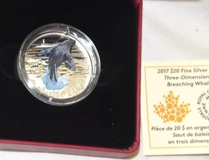 CANADA $20 2017 Silver 1 oz. Proof 3-Dimensional Breaching Whale - Picture 1 of 3