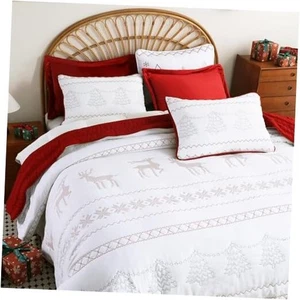 Christmas Bedspread Queen Size,White Lightweight Quilt Queen 92"x96" Red&white - Picture 1 of 8