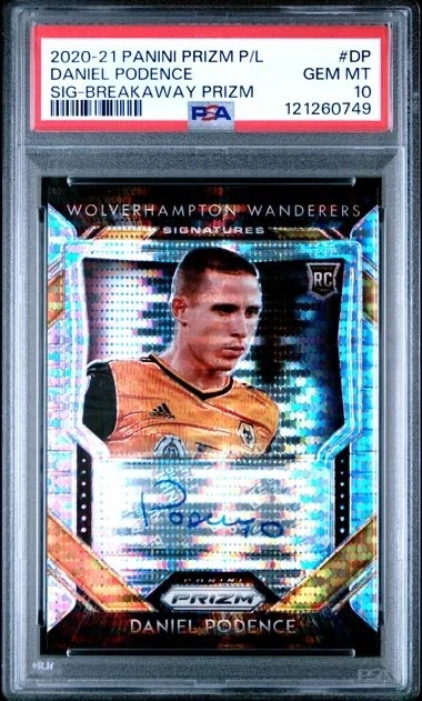 2020-21 Prizm EPL Daniel Podence Breakaway Prizm Rookie Auto RC #S-DP PSA 10 - Image 1 of 2
