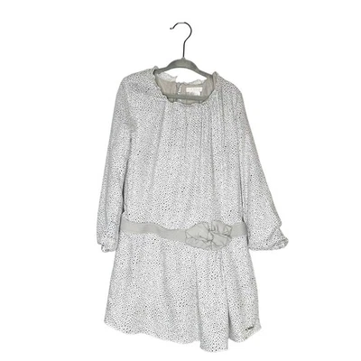 Chloe Girl's Drop Waist Long Sleeve Bow Dress Gray White Size 6 - Изображение 1 из 4