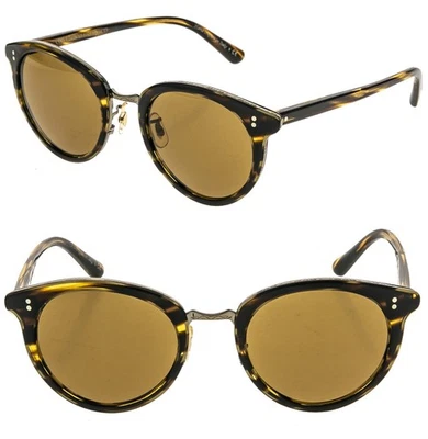 OLIVER OV5323S 5323 PEOPLES SPELMAN Brown Cocobolo Gold Retro Round Sunglasses - Image 1 of 4