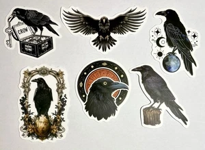 RAVENS CROWS CORVIDS 6 beaux autocollants pour ordinateur portable journal oiseau ensemble cadeau F - Photo 1/1