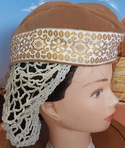 1860's Glengarry Style Cap Gold-Tan Velour Civil War Reproduction Sz Medium 22" - Picture 1 of 7