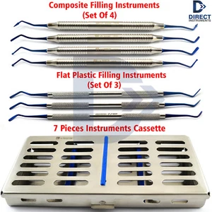 7 Pcs Composite Filling Instruments Contouring Placement Restoration + Cassette - Picture 1 of 11