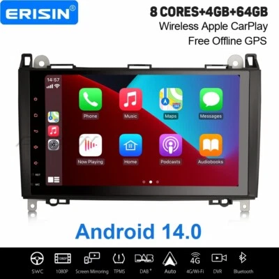 9" Android 14 Autoradio Mercedes A/B Klasse Sprinter Viano Vito VW Crafter Navi - Bild 1 von 4