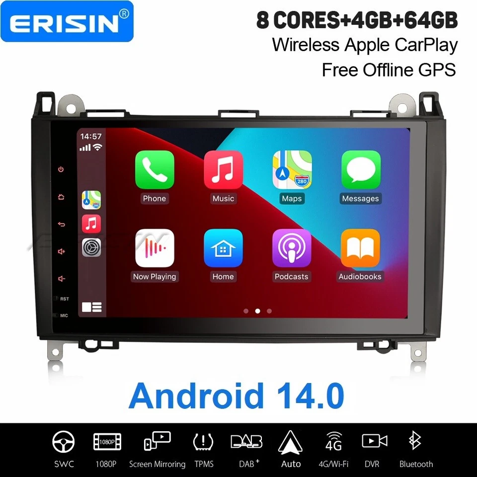 9" Android 14 Autoradio Mercedes A/B Klasse Sprinter Viano Vito VW Crafter Navi - Bild 1 von 4