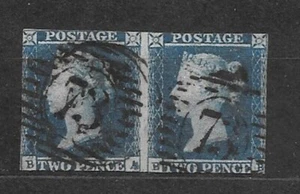 Great Britain 1840 - Blue 2 Penny - pair - Picture 1 of 1