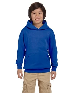 Hanes Youth 7.8 oz. EcoSmart 50/50 Cotton Poly Pullover TYwo Ply Hood P473 XS-XL - Picture 1 of 11