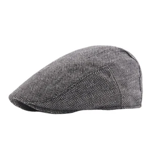Hat Herringbone Ivy Hat Wool Stripe Gatsby Cap Golf Driving Flat Cabbie Newsboy - Picture 1 of 14