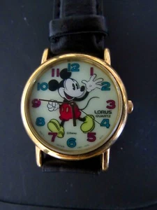Vintage LORUS Disney MICKEY MOUSE Armband Uhr - Goldgehäuse - LÄUFT - neue Batterie - Bild 1 von 6