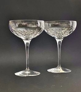 Waterford Crystal Lismore Essence Pair Of 18cm Champagne Saucer Coupe Glasses - Picture 1 of 7