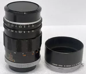 Canon Super-Canomatic Lens R 100mm f/2 W/Hood - Picture 1 of 15