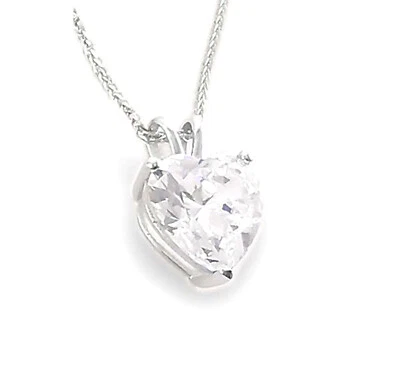 Collar Corazón Diamante Oro Blanco 18k Sólido 1.5 quilates Día de San Valentín Esposa Foto 1 de 4