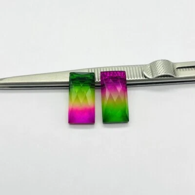 Watermelon Quartz Gemstone Faceted Cut Perfect Stone Baguette Shape Quartz 28 Ct - Image 1 of 3