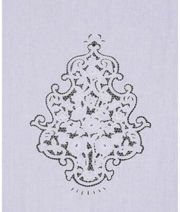 Tenda in 100% puro lino ricamata a mano lavorazione intaglio: 2221. - Foto 1 di 6