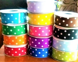 13 Color Grosgrain Ribbon Dotted 1.5" inch 5 Yards of 1 Color - Picture 1 of 8