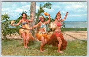 TARJETA POSTAL CROMADA VINTAGE DE BAILARINAS TAHITIANAS KODAK HULA GIRLS SHOW HAWAII AÑOS 60-70 - Imagen 1 de 2