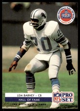 1992 Pro Set HOF Inductees Lem Barney Detroit Lions #SC1